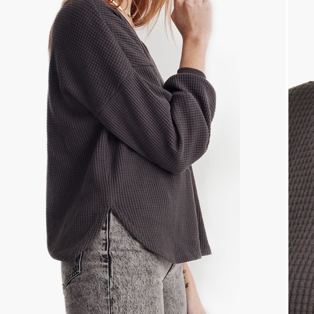 Madewell waffle knit top Medium - Picture 3 of 3